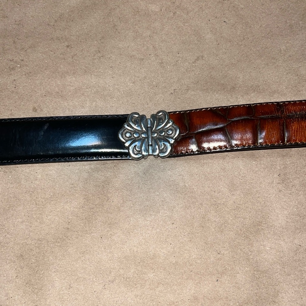 Barse • Mobile Black/Brown Croc Genuine Italian Leather Belt • Size Small - Picture 5 of 11